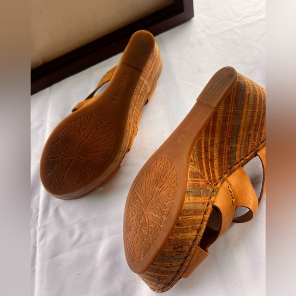 Born Beluna Cork Platform Wedge Sandals Womens 10/42 Brown Leather Boho Hippie - Picture 7 of 9